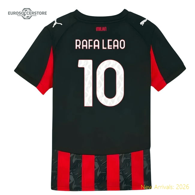 2025-2026 AC Milan Home Shirt (Kids) (Rafa Leao 10)