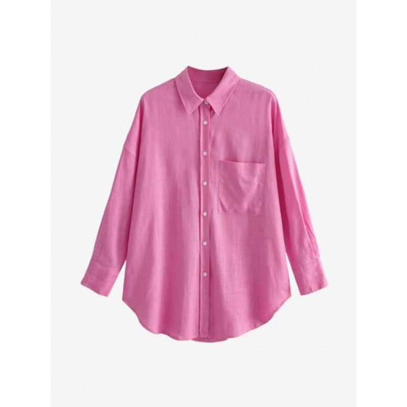 Drop Shoulder Button Up Pocket Shirt MF0650