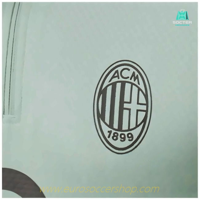 2024-2025 AC Milan Training 1/4 Zip Top (Green Fog)