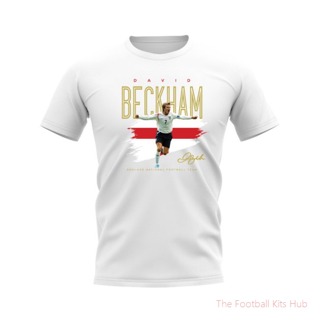David Beckham England Football Celebration T-Shirt (White)