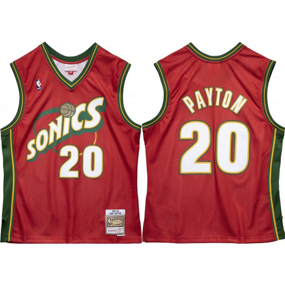 Men's Oklahoma City Thunder #20 Gary Payton Red 1995-96 Throwback SuperSonics Stitched Jersey
