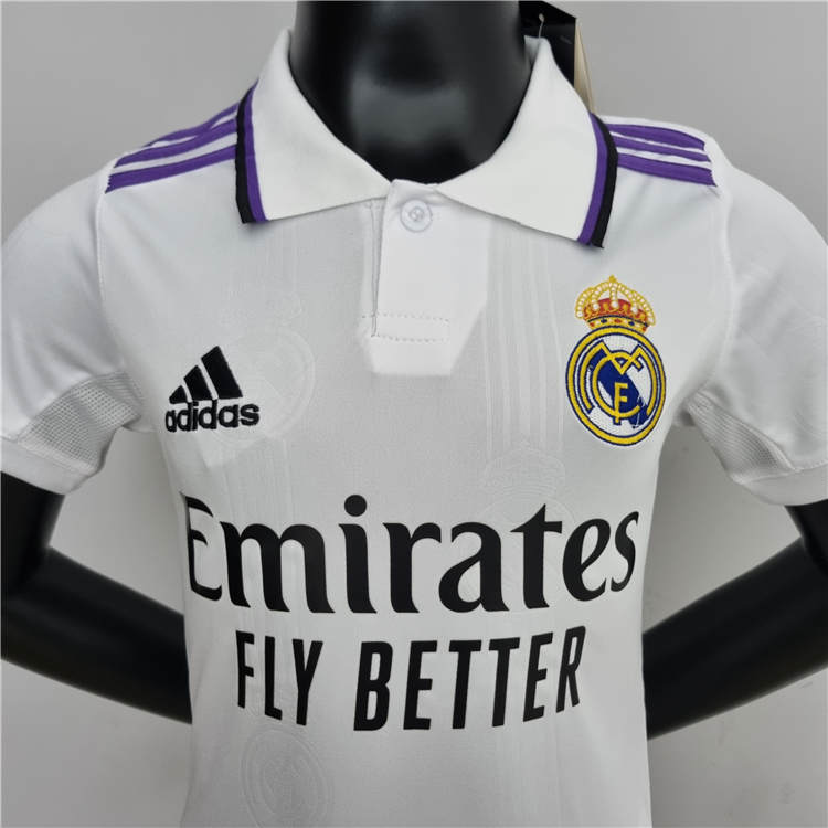 KidsYouth Real Madrid 2223 Home White Soccer Football KitShirtShort -