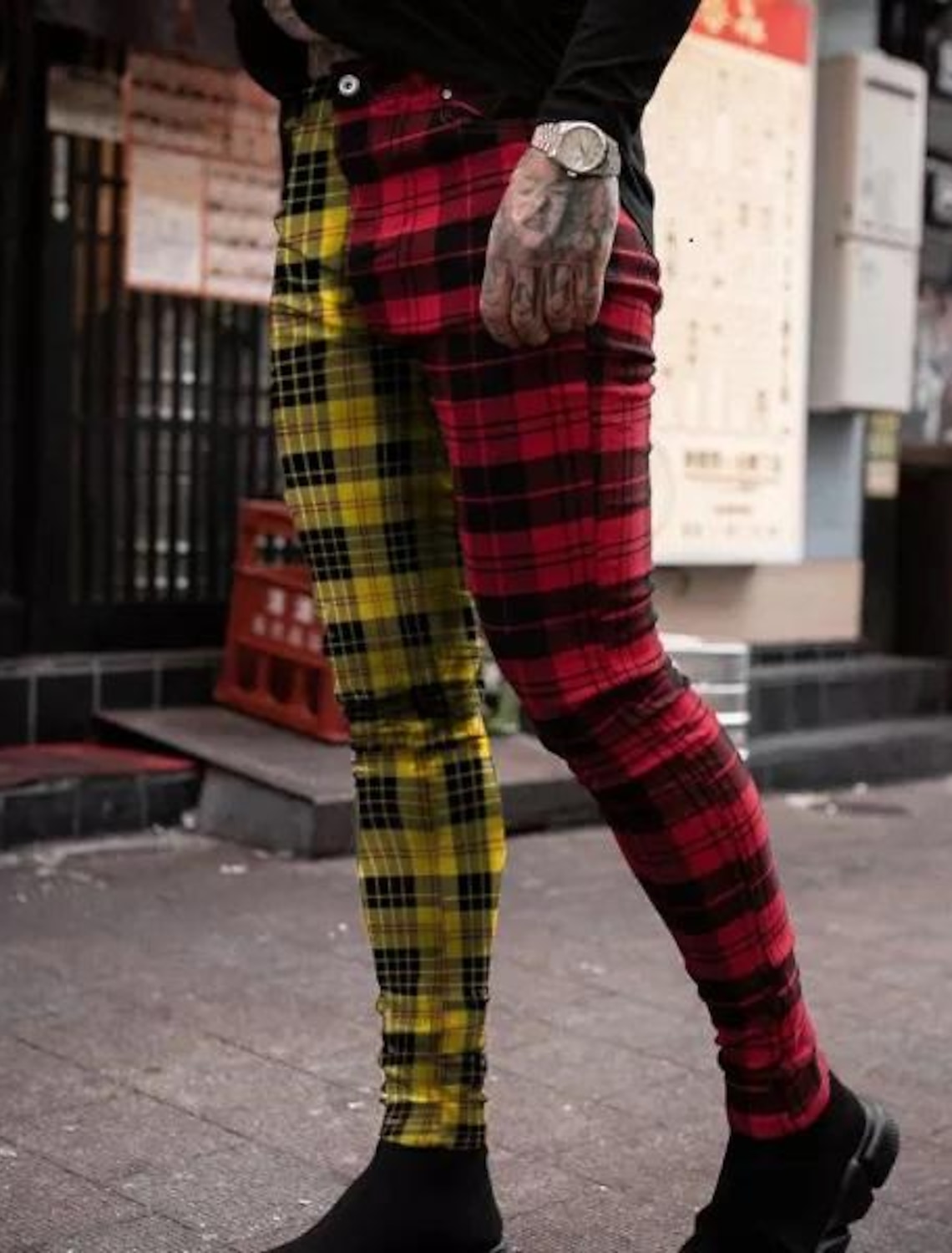 Men's Trousers Chinos Slacks Jogger Pants Plaid Dress Pants Plaid Checkered Comfort Soft Office Business Streetwear Smart Casual Red Purple Inelastic