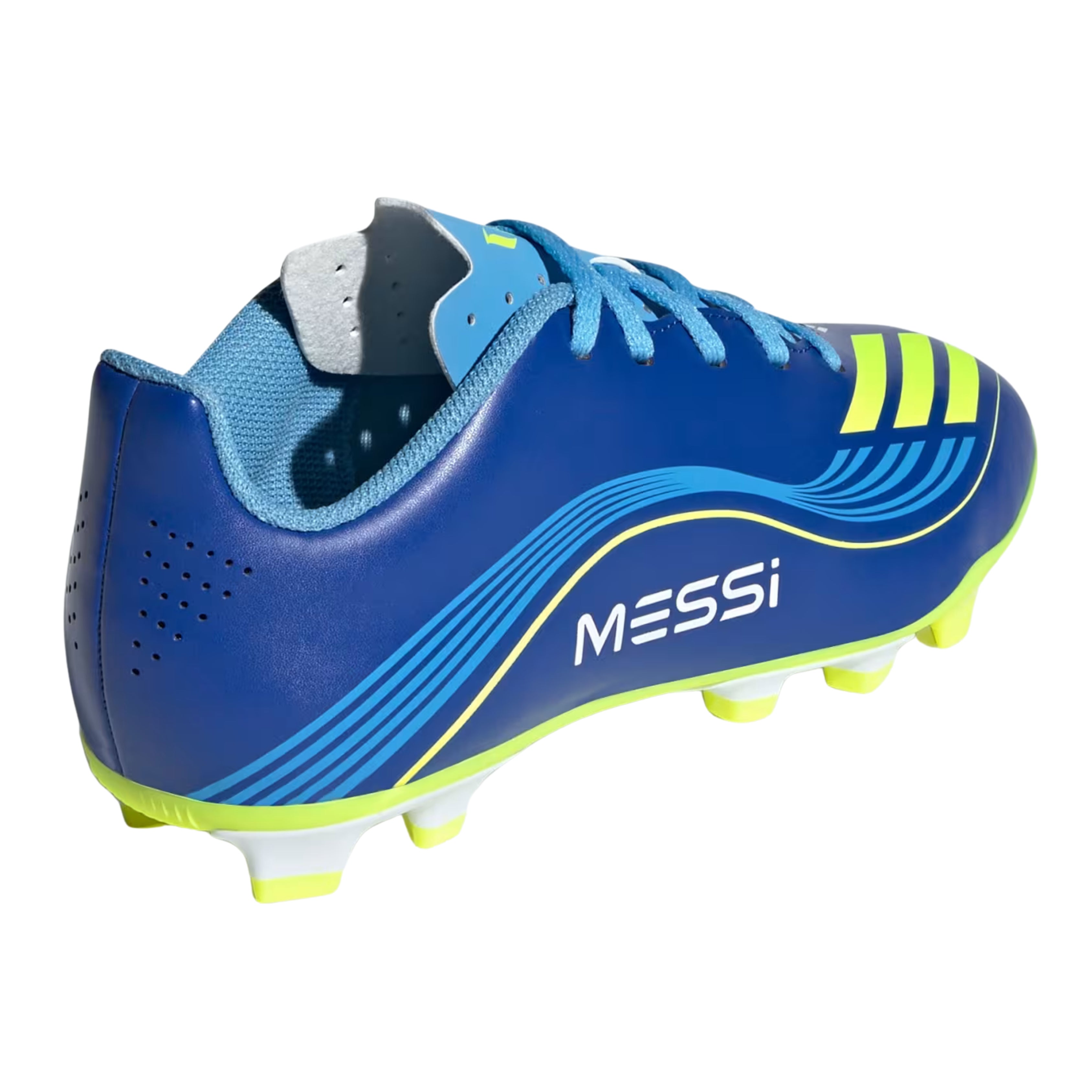 Messi adidas F50 Club Junior Football Boots Royal Blue Solar Yellow