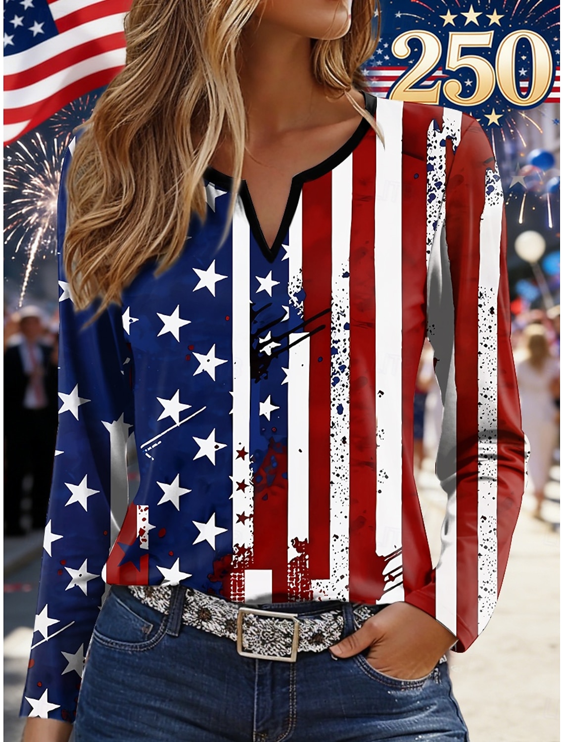 American Independence Day Women's Shirt Short Sleeve Graphic Flag Vintage Stylish Casual Sleeveless Shirt Collar Regular Tops Daily Blue White Light Blue Summer Spring