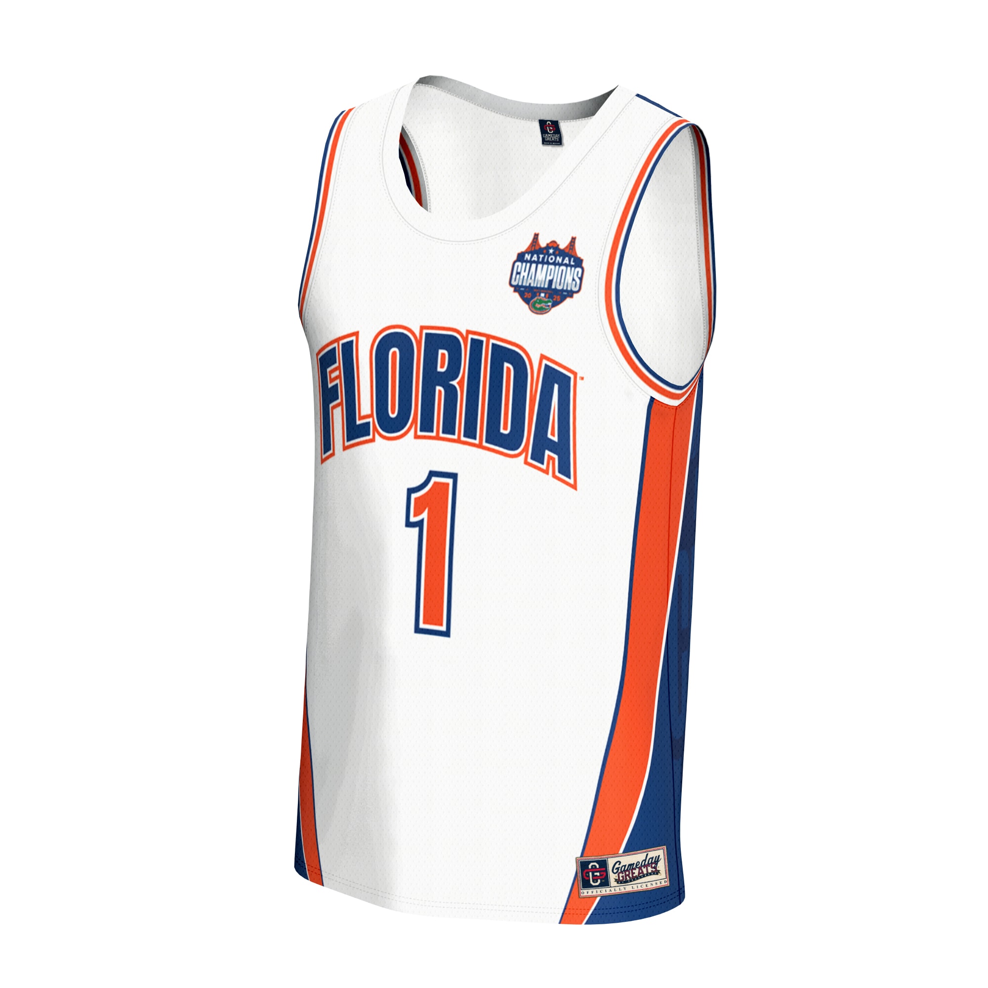 [NJP] Florida Gators GameDay Greats Unisex 2025 NCAA Men's Basketball National Champions Commemorative Fashion Jersey - White