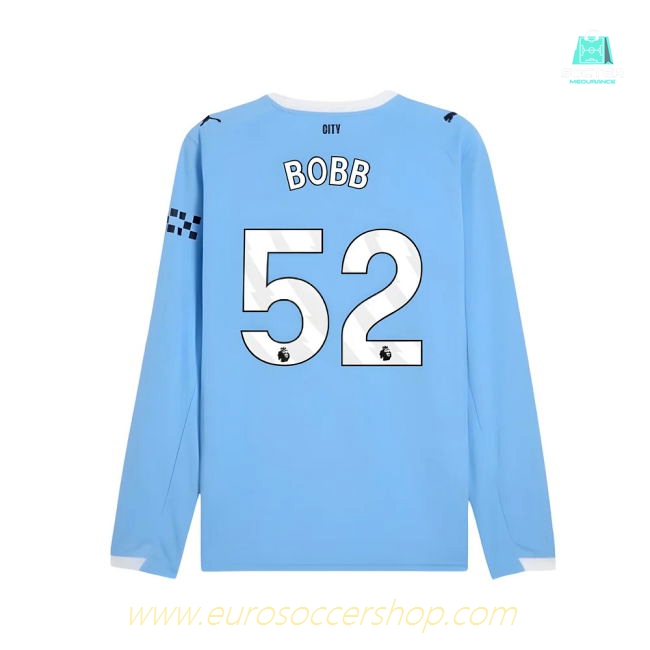 2025-2026 Man City Long Sleeve Home Shirt (Bobb 52)