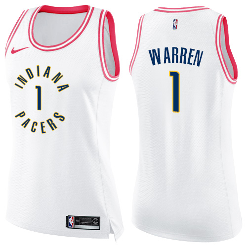 Nike Indiana Pacers #1 TJ Warren White/Pink Womens NBA Swingman Fashion Jersey Womens