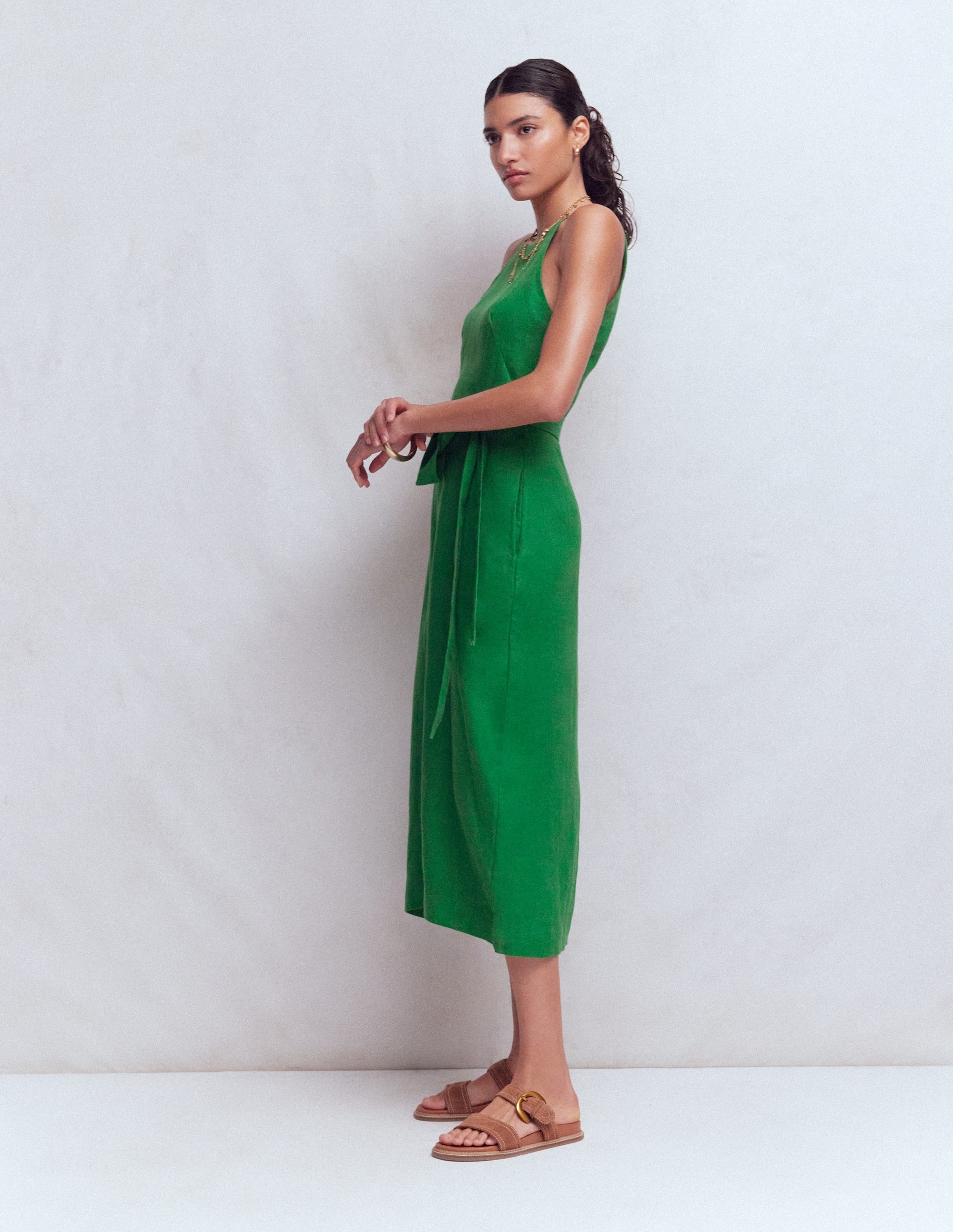 Rosa Halter Linen Midi Dress