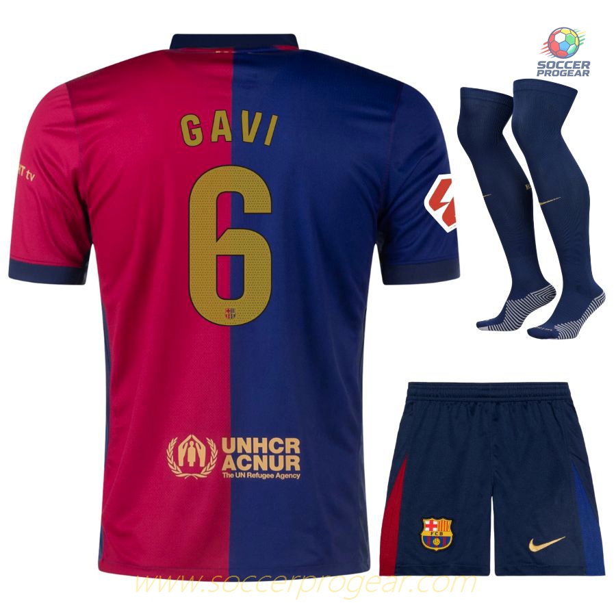 Barca 2024-2025 Season Home Gavi Children Football Kit Football Shirt