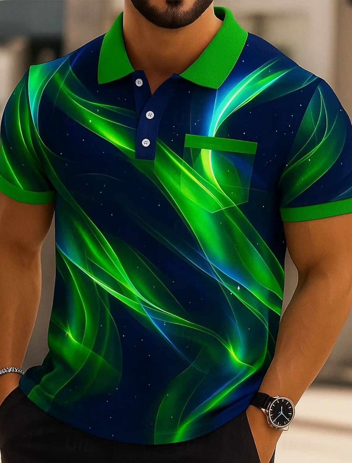 Men's Graphic Polo Short Sleeve Polo Shirts Collared Shirts Business Casual Outdoor Athleisure Daily Wear 3D Print Buttons Summer Black Red Navy Blue