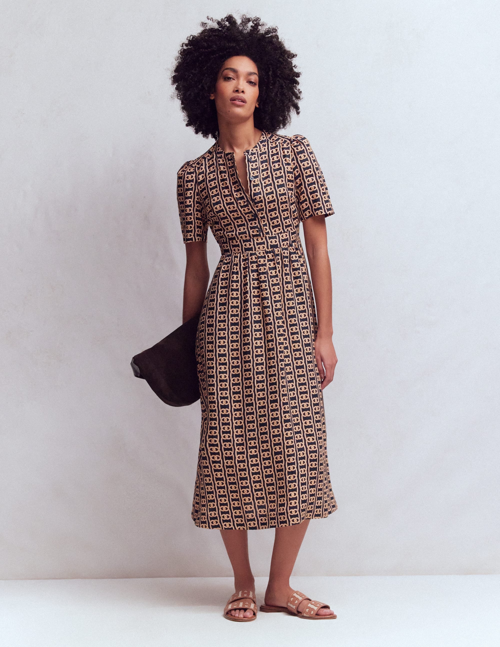 Ivy Placket Linen Midi Dress