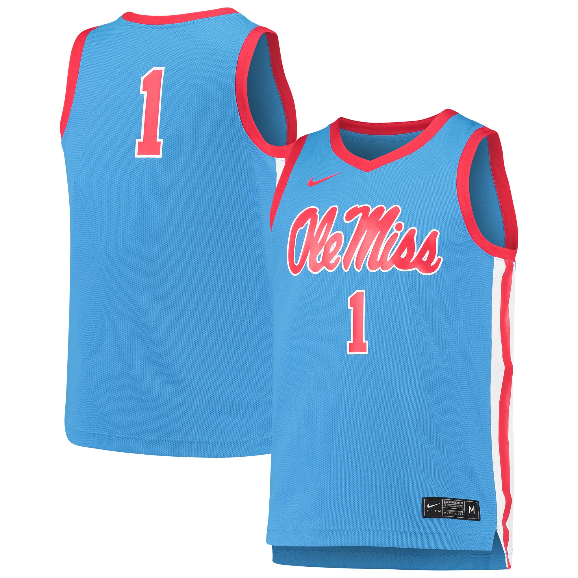 [DDG] Ole Miss Rebels Replica Basketball Jersey - Light Blue