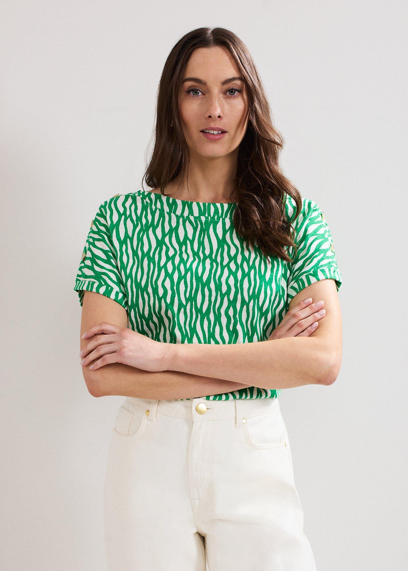 Suzie Button Detail Printed Top