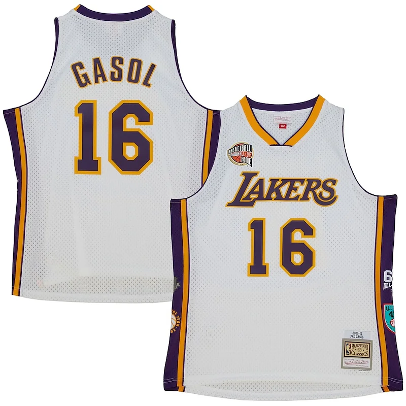 Official Pau Gasol LAL NBA Jersey - White - Best Value - Fan Favorite