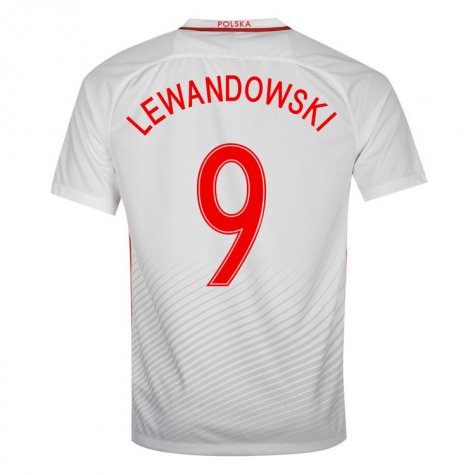 Lightweight Poland Home 2016 Lewandowski 9 Soccer Jersey Shirt
