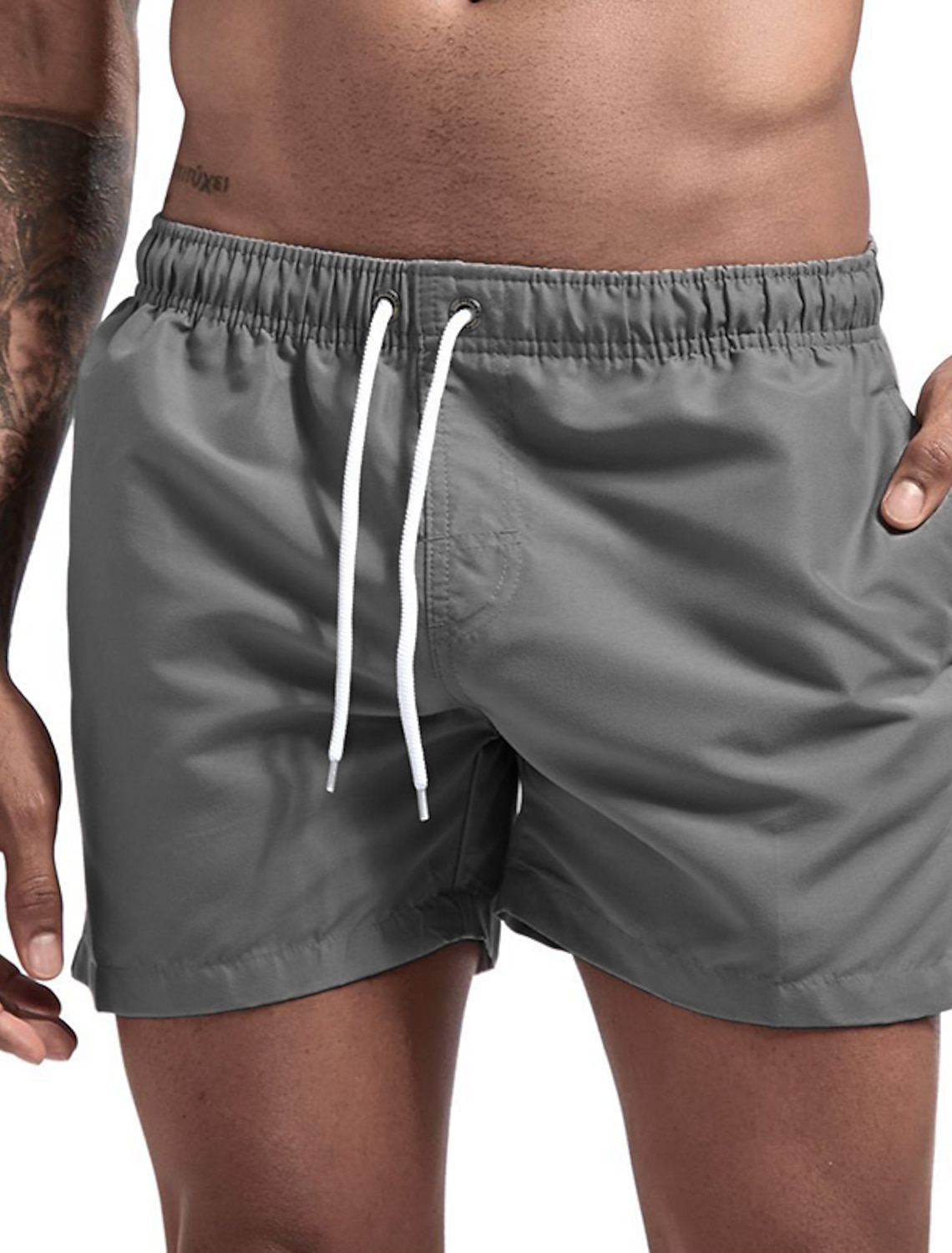 Men's Board Shorts Swim Shorts Swim Trunks Drawstring with Mesh lining Elastic Waist Coconut Tree Comfort Quick Dry Short Holiday Beach Weekend Fashion Casual Black White Micro-elastic