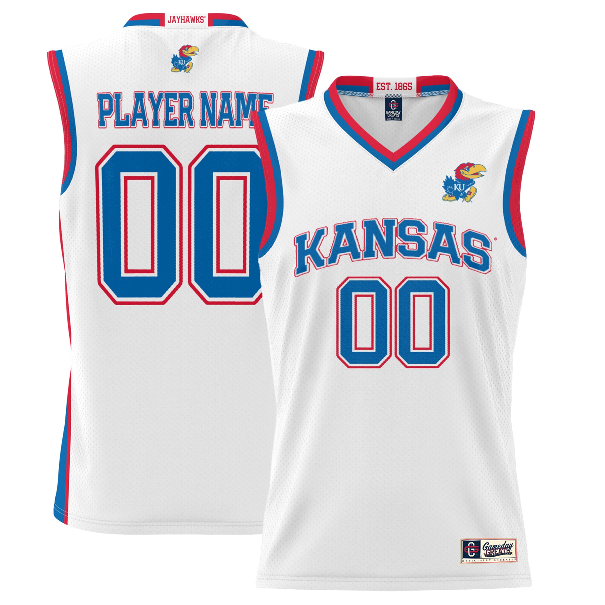 [DDG] Kansas Jayhawks GameDay Greats NIL Pick-A-Player Lightweight Women's Basketball Jersey - White