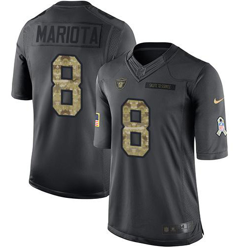 Authentic O R Raiders NFL #8 Marcus Mariota Limited Black Jersey