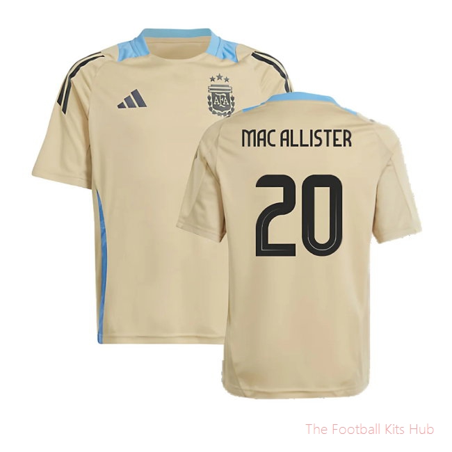 2024-2025 Argentina Training Jersey (Hazy Beige) - Kids (MAC ALLISTER 20)