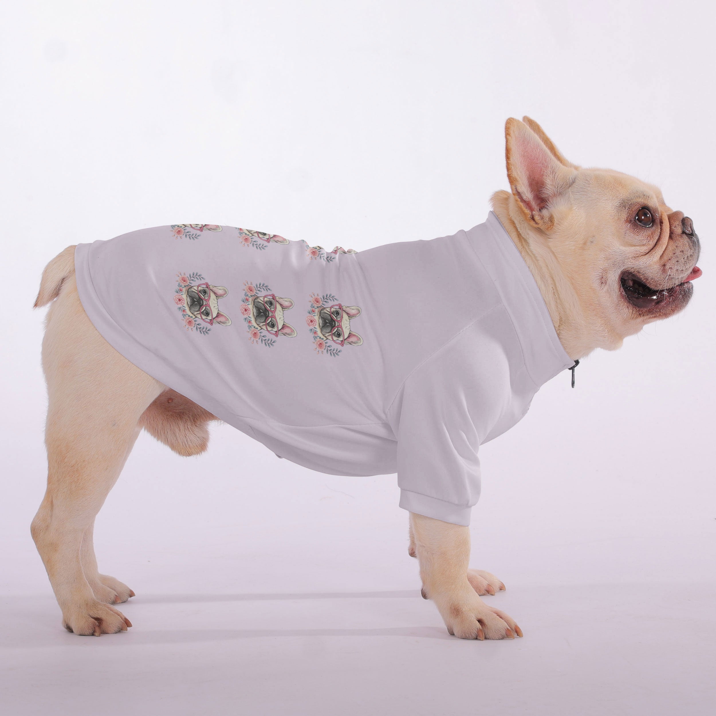 Frenchie-Fan Salsi - Snuggly Zip-up Sweatshirt For French Bulldogs fo...