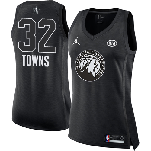 Nike Minnesota Timberwolves #32 Karl-Anthony Towns Black Womens NBA Jordan Swingman 2018 All-Star Game Jersey Womens