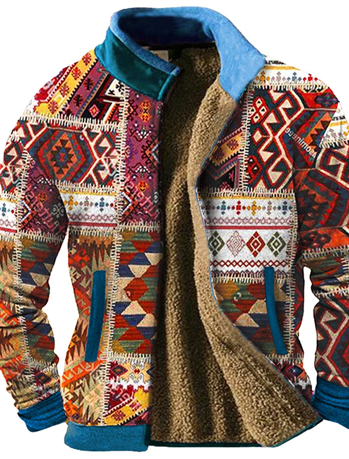 Men's Graphic Tribal Sweatshirts Zip Sweatshirt Fleece Jacket