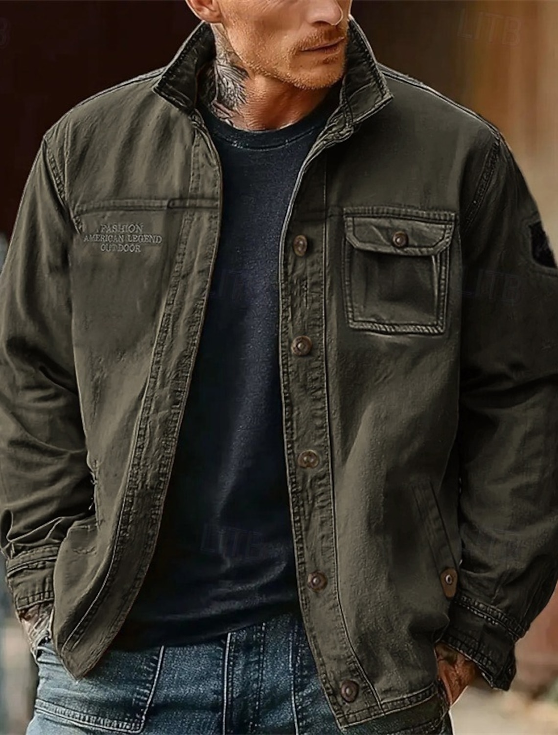 Men's Lightweight Jacket Cargo Casual Vacation Daily Wearable Pocket