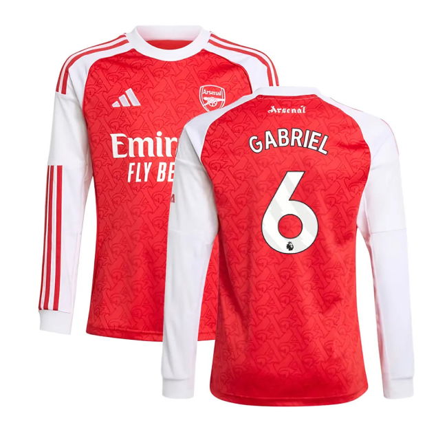 soccer jersey 2025-2026 Arsenal Long Sleeve Home Shirt (Kids) (Gabr...