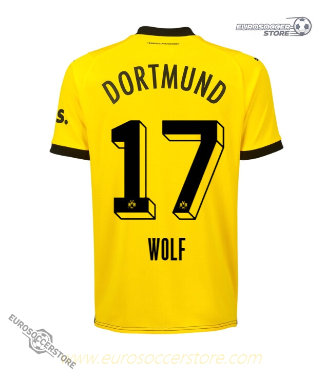 Borussia Dortmund Wolf 17 Home Football Jersey for the 23-24 Season
