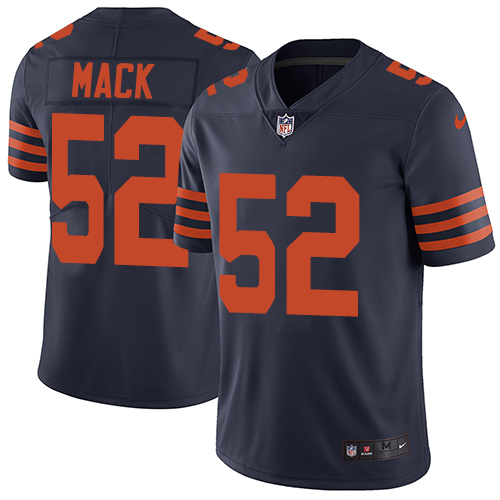 Authentic NFL CHI Bears #52 Khalil Mack Navy Limited Jersey - Fan A...
