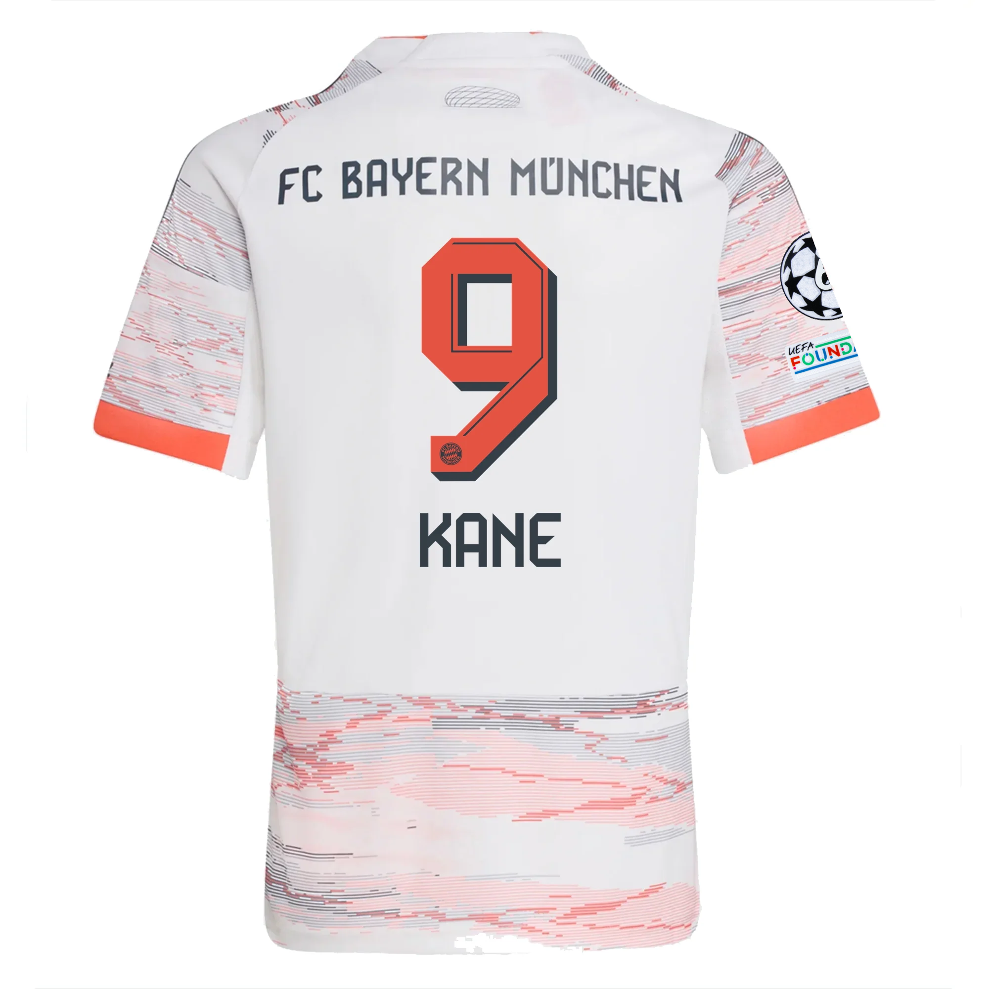 Harry Kane Bayern Munich Away Soccer Jersey 25/26 Champions League White Red