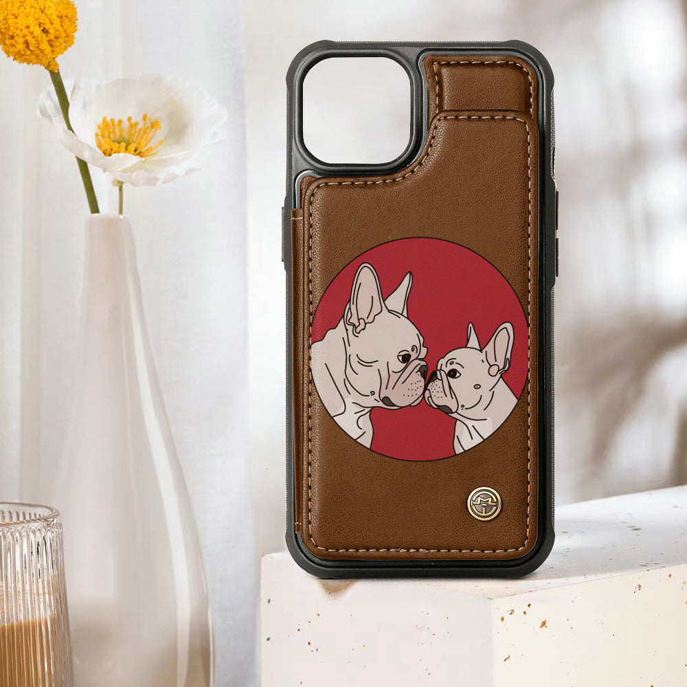 Lover Leather Wallet Case For For Iphone & Samsung Frenchie Themed Wear