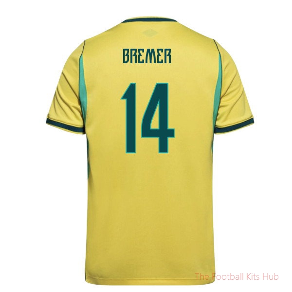 Brazil Home Shirt 2026-2027 Bremer #14 Football Jersey Match Kit