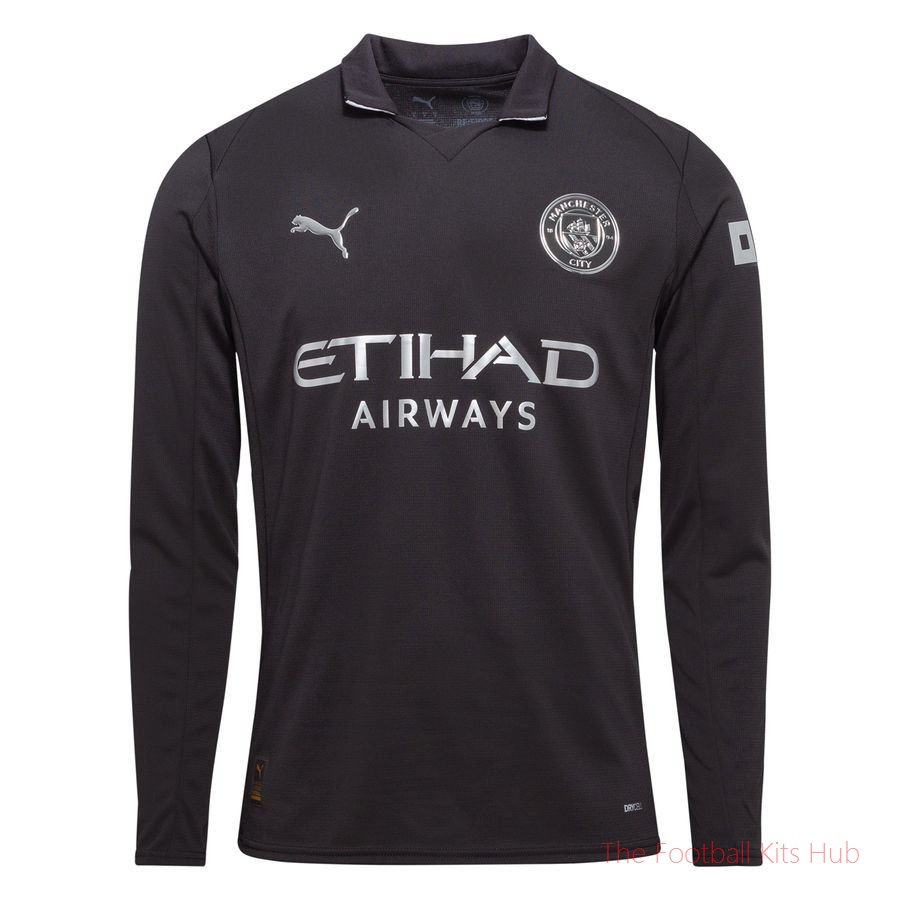 Manchester City Away Shirt 2025/26 Kids Long Sleeves