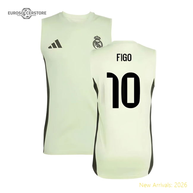 2025-2026 Real Madrid Sleeveless Training Jersey (Almost Lime) (Figo 10)