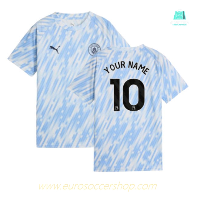 2025-2026 Man City Warm Up Jersey (Silver Sky) - Kids (Your Name)