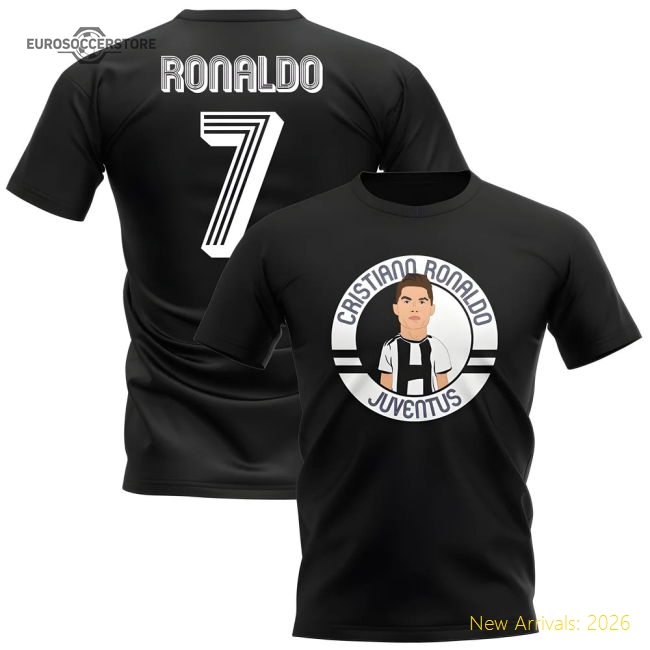 Cristiano Ronaldo Juve Illustration Casual Tee (black) - Cr7 Legend