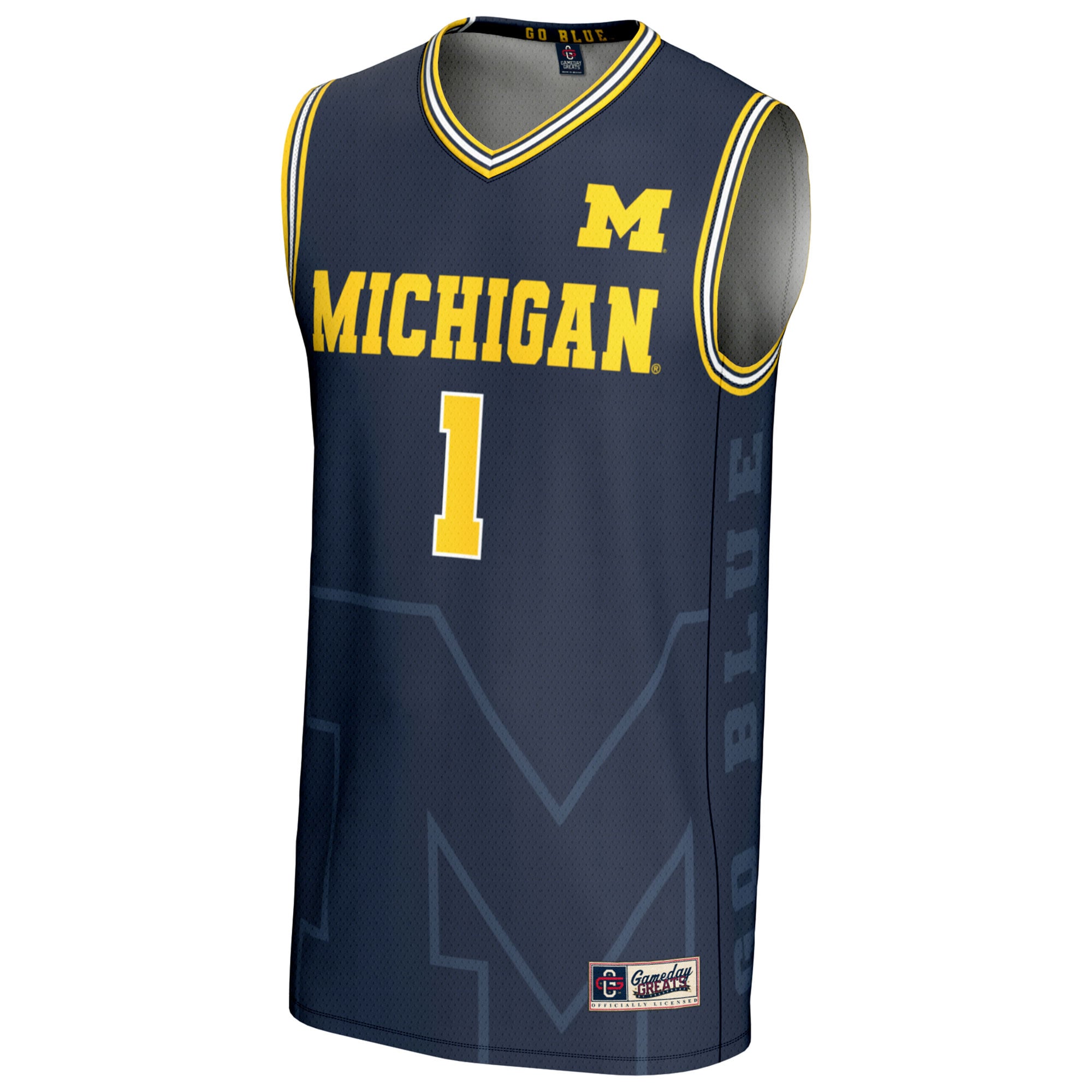 #1 Michigan Wolverines GameDay Greats Unisex Icon Print Lightweight Basketball Fashion Jersey - Navy