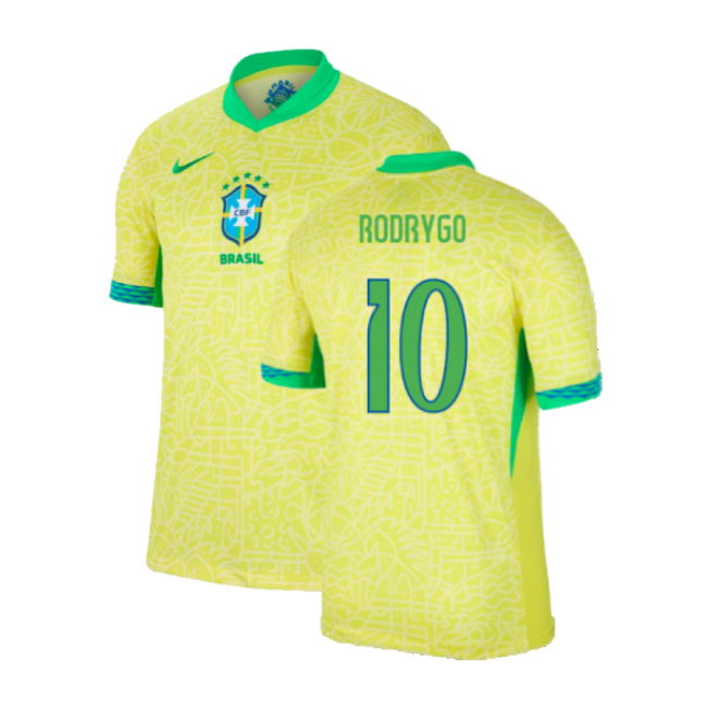 Soccer 2024-2025 Brazil Home Shirt (Rodrygo 10) Championship