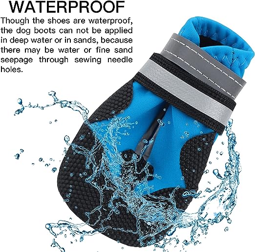 AquaGrip Frenchie Waterproof Shoes Stay Dry and Secure with Reflective Straps and Non-slip Sole