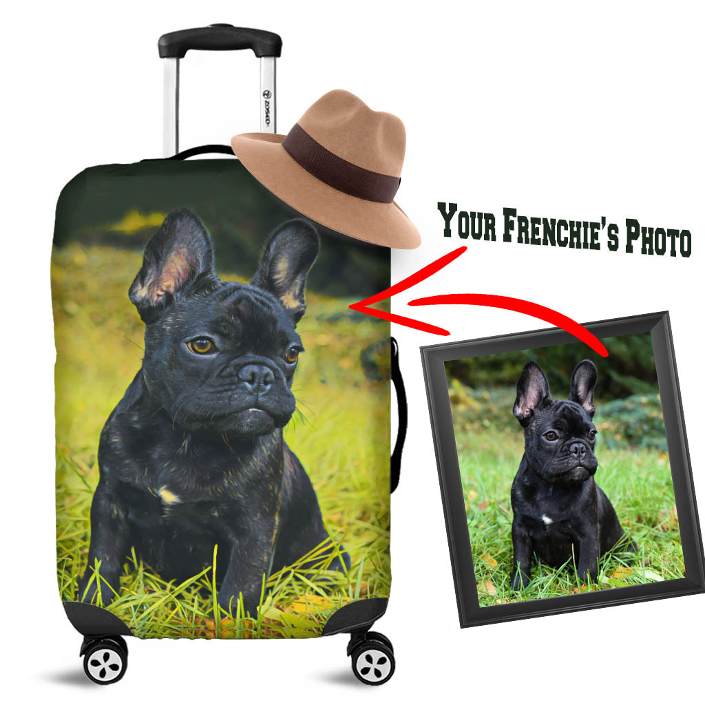 French Bulldog Custom Luggage Cover With Frenchie Picture Durable Dog Item