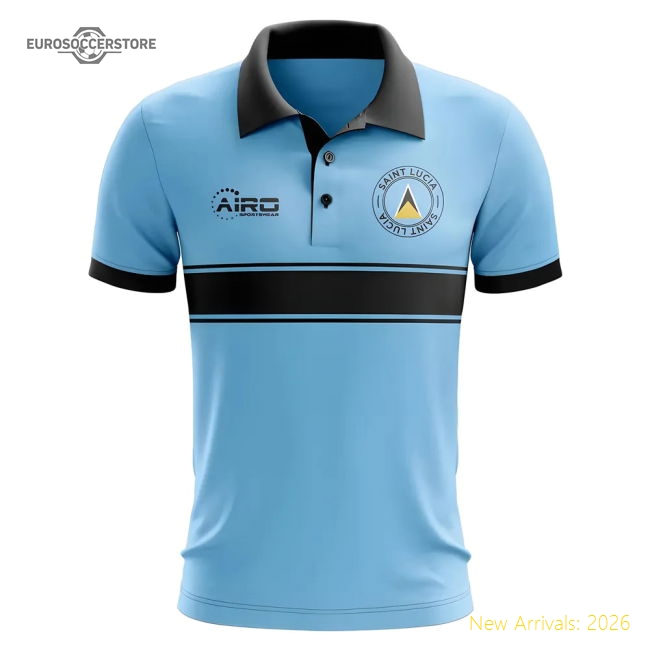 Luxury Saint Lucia Concept Stripe Polo Shirt (sky) - Fan Collection