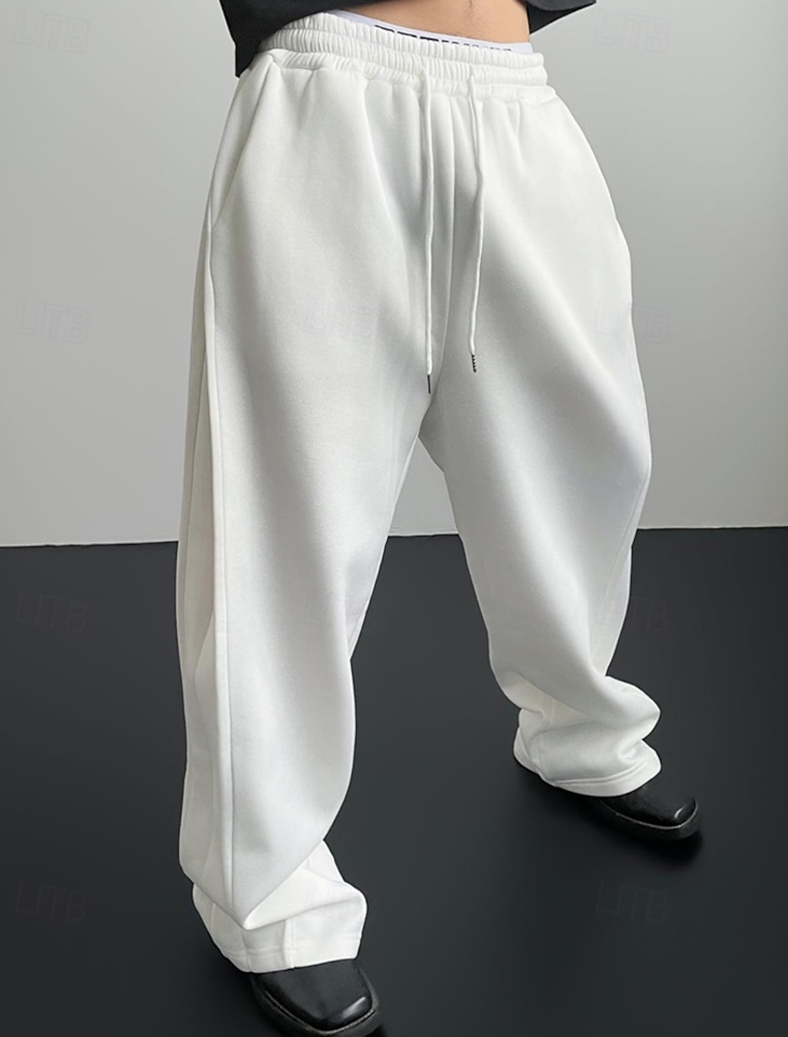 Men's Sweatpants Trousers Straight Leg Drawstring Pocket Elastic Wa #3