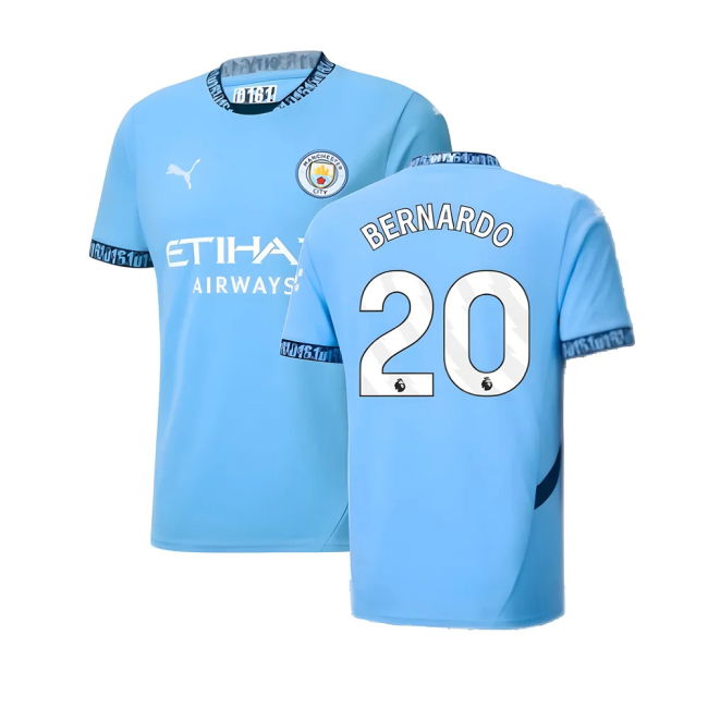 Man City Soccer Club Contemporary Home Match Shirt (Bernardo 20)
