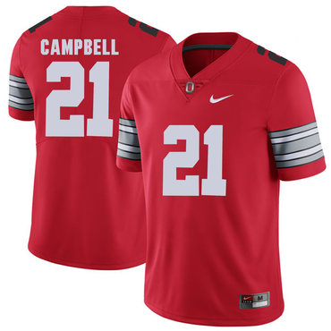 Men's OSU Ohio Parris Campbell #21 stitched Red 2018 match worn Jersey