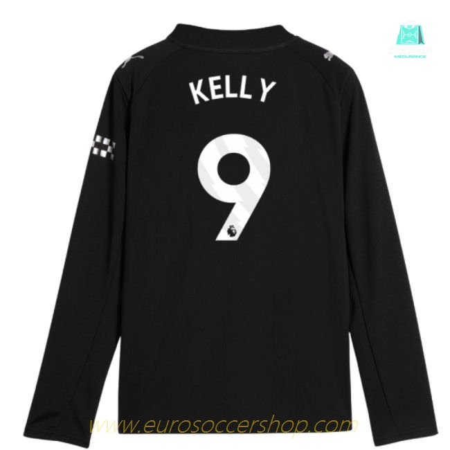 2025-2026 Man City Long Sleeve Away Shirt (Kids) (Kelly 9)