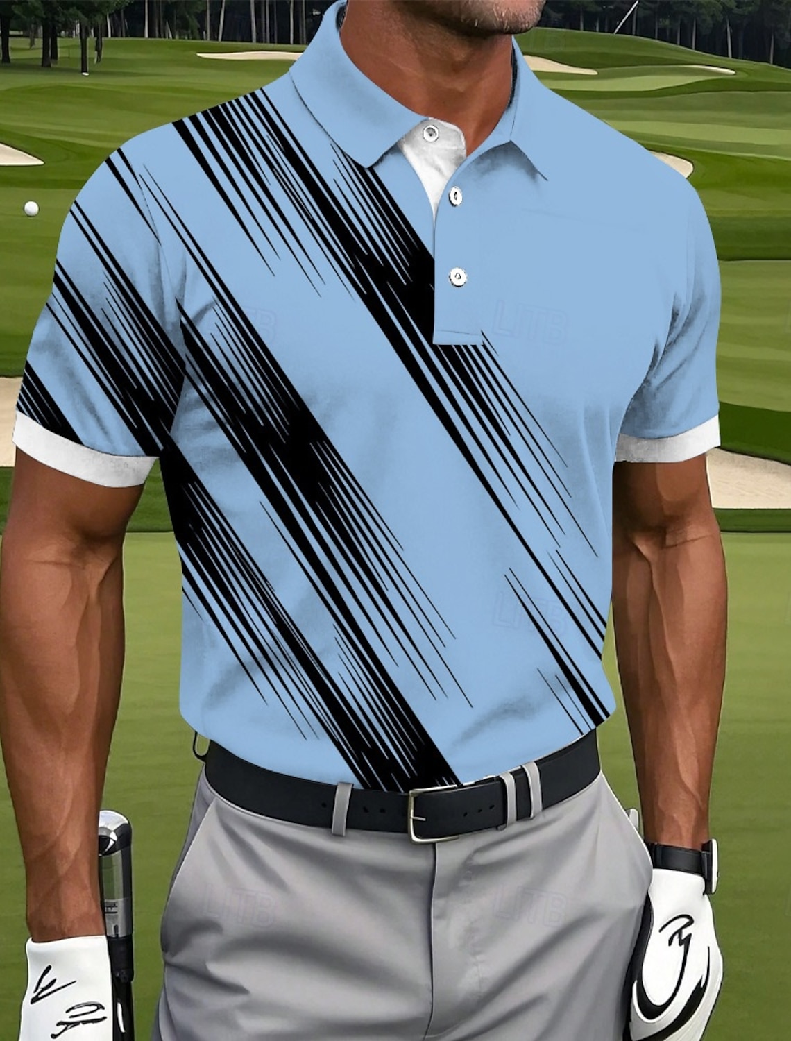Men's Golf Line Polo Sports Polo Shirts Short Sleeve Polo Shirts Collared Shirts Casual Athleisure Buttons Summer Pink Blue Green