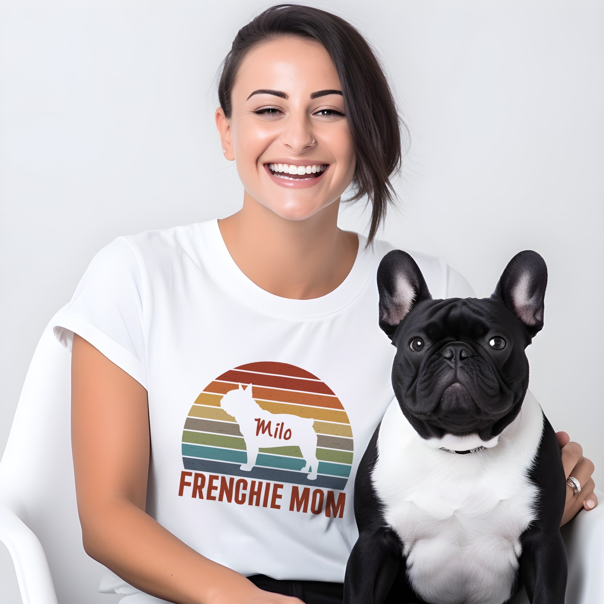 Comfortable Frenchie Mom - Custom T-shirt With Frenchie Name for Daily