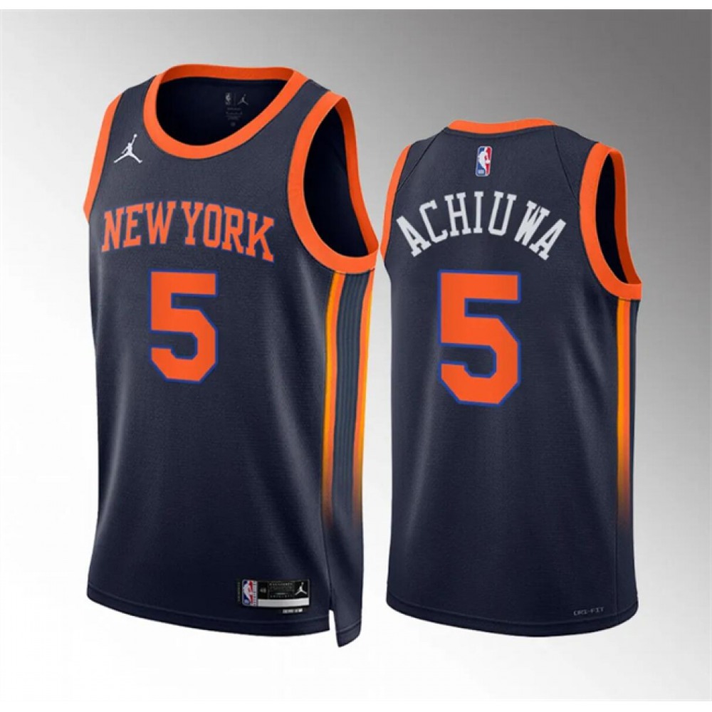 Affordable Men's NY Knicks #5 Precious None Basketball Jersey